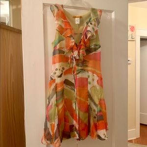 Gauzy Tropical Mini Dress Sz S